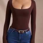 Seamless Long-Sleeve Bodysuit in Espresso - Image 4