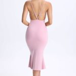 Plunge Open-Back Midaxi Dress in Blush Pink - Image 2