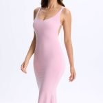Plunge Open-Back Midaxi Dress in Blush Pink - Image 5