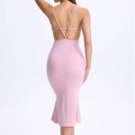 Plunge Open-Back Midaxi Dress in Blush Pink - Image 6