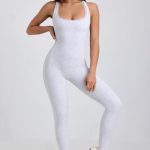 Tall Ribbed Modal Lace-Trim Jumpsuit in Grey