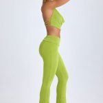 Petite Ruched Mid-Rise Trousers in Pear Green - Image 3