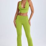 Petite Ruched Mid-Rise Trousers in Pear Green - Image 5