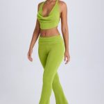 Petite Ruched Mid-Rise Trousers in Pear Green - Image 6