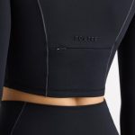 Soft Active Half Zip Crop Top in Black - Image 4