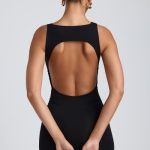 Modal High-Neck Open-Back Mini Dress in Black - Image 7