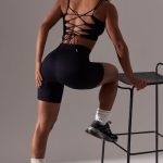 Open Back Square Neck Sports Bra in Black - Image 5