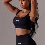 Open Back Square Neck Sports Bra in Black - Image 8