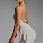 Embellished Ruffled Cowl-Neck Bandeau Mini Dress in White - Image 3
