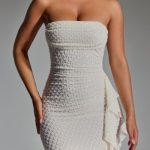 Embellished Ruffled Cowl-Neck Bandeau Mini Dress in White - Image 4