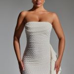 Embellished Ruffled Cowl-Neck Bandeau Mini Dress in White - Image 5
