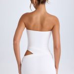 Cut-Out Bandeau Mini Dress in White - Image 3