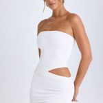 Cut-Out Bandeau Mini Dress in White - Image 5