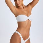 Ruched Cheeky Bikini Bottoms in White - Image 3