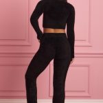 Fluffy Knit Wide-Leg Trousers in Black - Image 6