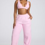 V Neck Fleece Bralette in Baby Pink - Image 5