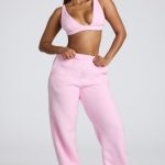 V Neck Fleece Bralette in Baby Pink - Image 6