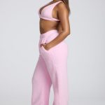 V Neck Fleece Bralette in Baby Pink - Image 7