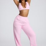 V Neck Fleece Bralette in Baby Pink - Image 9