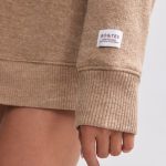 Terry Towelling V-Neck Hoodie in Mocha Brown - Image 4