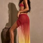 Ruched Midi Sarong in Yellow Multi - Image 5