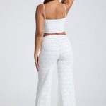 Strappy Ruched Pointelle Crop Top in White - Image 7