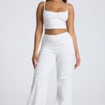 Strappy Ruched Pointelle Crop Top in White - Image 8