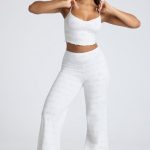 Strappy Ruched Pointelle Crop Top in White - Image 10