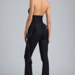 Tall Metallic Ruffle Low-Rise Flared Trousers in Black - Image 2
