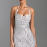 Embellished Halterneck Mini Dress in White - Image 7