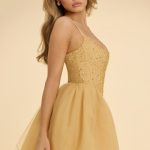 Embellished Corset Tulle Skirt Mini Dress in Gold - Image 3