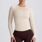Tencel? Modal Ruched Long-Sleeve Top in Bone
