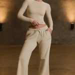 Tencel? Modal Ruched Long-Sleeve Top in Bone - Image 2