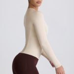 Tencel? Modal Ruched Long-Sleeve Top in Bone - Image 4