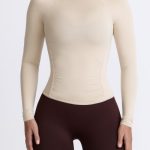 Tencel? Modal Ruched Long-Sleeve Top in Bone - Image 5