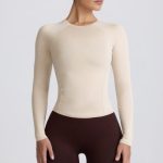 Tencel? Modal Ruched Long-Sleeve Top in Bone - Image 6