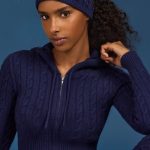 Cable-Knit Headband in Navy