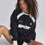 Oversized Colourblock Sweatshirt in Black