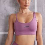 Asymmetric Sports Bra in Mauve