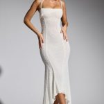 Embellished Handkerchief Hem Maxi Dress in White - Image 5