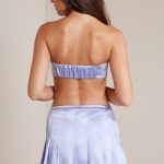 Satin Low-Rise Pleated Mini Skirt in Periwinkle - Image 2