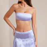 Satin Low-Rise Pleated Mini Skirt in Periwinkle - Image 4