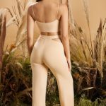 Petite Cut Out Wide Leg Trousers in Beige - Image 3