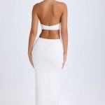 Cut-Out Halterneck Maxi Dress in White - Image 2
