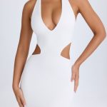 Cut-Out Halterneck Maxi Dress in White - Image 4