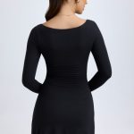Modal Layered A-Line Mini Dress in Black - Image 3