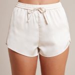 Bias Cut Satin Mini Shorts in Ivory - Image 4