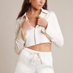 Bias Cut Satin Mini Shorts in Ivory - Image 8
