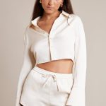 Bias Cut Satin Mini Shorts in Ivory - Image 9