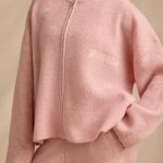 Oversized Zip-Up Cardigan in Blush Pink - Image 4